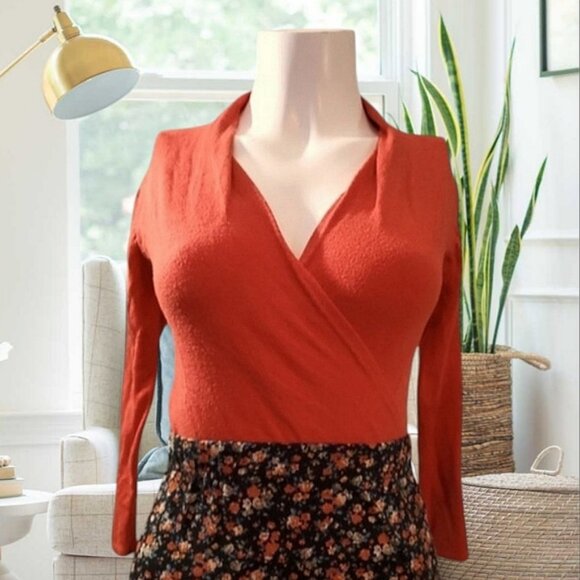 Vintage LE CHATEAU High Collar Surplice Knit Top - Picture 1 of 12